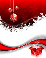 Weihnachtsabbildung mit Geschenkbox und glänzender Glaskugel. vektor