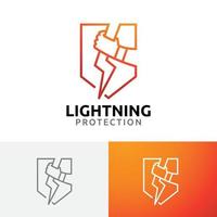 Blitzschutzschild Sicherheitsstrom Energieleitung Logo vektor