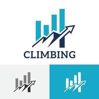 Bergsteigen, das Unternehmen finanzielles Balkendiagramm-Logo investiert vektor