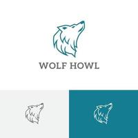 heulender Wolfskopf wilde Tierwelt Linie Logo vektor