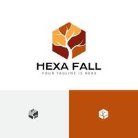 hexagon baum herbst herbstsaison natur geschäftslogo vektor