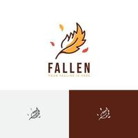 gefallenes blatt herbst herbstsaison natur logo vektor