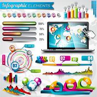 Vektor design uppsättning infographic element. Världskarta och informationsgrafik.