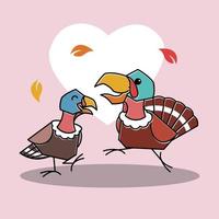 glücklicher tanzender Truthahnvogelpaar Herbstfall Erntedankfestcharakter vektor