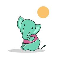 söt baby elefant glad vänlig sol sola seriefiguren vektor
