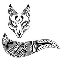 Silhouette eines Fuchses mit abstrakter Farbgebung. stilisierte Vektorgrafik im handgezeichneten Stil. vektor