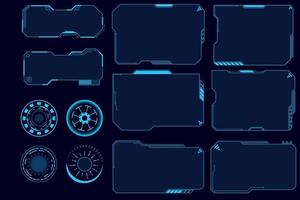 uppsättning moderna sci fi ui -element, hudkontrollpanel. mallar för block av teknisk digital information. vektor