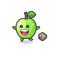 der glückliche grüne Apfel-Cartoon mit laufender Pose vektor