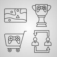 einfacher Icon-Set von Online-Gaming-bezogenen Liniensymbolen vektor