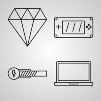 online gaming symbol samling på vita online gaming kontur ikoner vektor