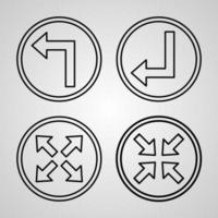 pilar linje ikoner set isolerade på vita kontur symboler pilar vektor