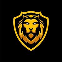 fantastisk lejonhuvudsköld logotyp maskot vektor illustration