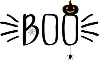 Halloween-Schriftzug Boo mit Kürbis vektor