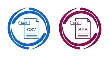 csv och sys ikon vektor