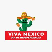 Vektor viva mexiko dia de independencia mit kaktus