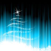 Feiertagsillustration mit abstraktem Weihnachtsbaum auf blauem Hintergrund. vektor
