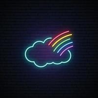 Regenbogen- und Wolken-Neon-Schild. vektor