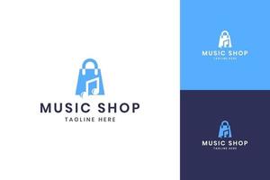 Musik-Shopping negatives Weltraum-Logo-Design vektor