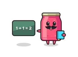 Illustration des Charakters von Erdbeermarmelade als Lehrer vektor