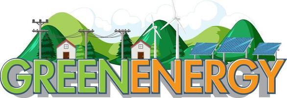 grön energi som genereras av vindkraftverk och solpaneler vektor