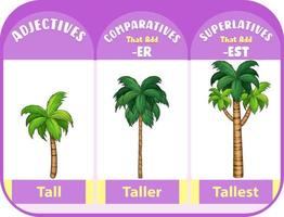 Komparative und Superlativ Adjektive für das Wort groß vektor