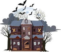 Halloween övergivet hus på vit bakgrund vektor