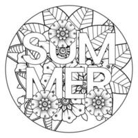 hej sommar banner mall med mehndi blomma vektor