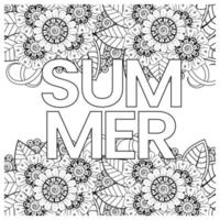 Hallo Sommer-Banner-Vorlage mit Mehndi-Blume vektor