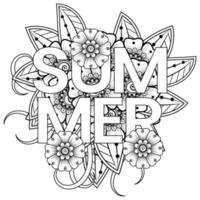 Hallo Sommer-Banner-Vorlage mit Mehndi-Blume vektor