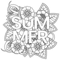 Hallo Sommer-Banner-Vorlage mit Mehndi-Blume vektor