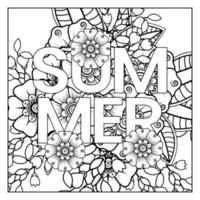 Hallo Sommer-Banner-Vorlage mit Mehndi-Blume vektor