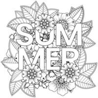 Hallo Sommer-Banner-Vorlage mit Mehndi-Blume vektor