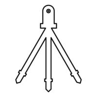 Laser- Niveau Werkzeug messen Gebäude auf Stativ Ingenieurwesen Ausrüstung Gerät zum Baumeister Konstruktion Werkzeug Kontur Gliederung Linie Symbol schwarz Farbe Vektor Illustration Bild dünn eben Stil