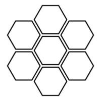 sechseckig Technologie Konzept Hexagon sechs Artikel Biene sota Geometrie sechs seitig Polygon Kontur Gliederung Linie Symbol schwarz Farbe Vektor Illustration Bild dünn eben Stil