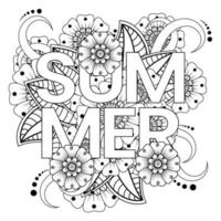 Hallo Sommer-Banner-Vorlage mit Mehndi-Blume vektor