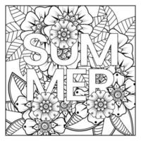 Hallo Sommer-Banner-Vorlage mit Mehndi-Blume vektor