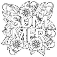 Hallo Sommer-Banner-Vorlage mit Mehndi-Blume vektor