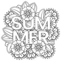 Hallo Sommer-Banner-Vorlage mit Mehndi-Blume vektor