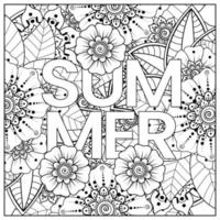 Hallo Sommer-Banner-Vorlage mit Mehndi-Blume vektor