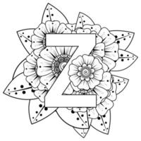 Buchstabe Z mit Mehndi-Blume. dekoratives Ornament im ethnischen Orientalen vektor