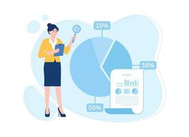 entreprenörer analysera paj Diagram statistik begrepp platt illustration vektor