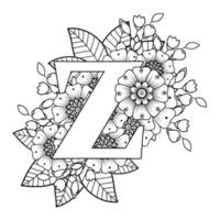 Buchstabe Z mit Mehndi-Blume. dekoratives Ornament im ethnischen Orientalen vektor