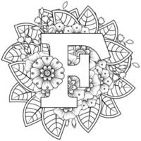 Buchstabe f mit Mehndi-Blume. dekoratives Ornament im ethnischen Orientalen vektor