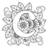 Buchstabe c mit Mehndi-Blume. dekoratives Ornament im ethnischen Orientalen vektor