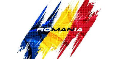 Rumänien Flagge mit Bürste Schlaganfall Stil isoliert auf Weiß Hintergrund. Flagge von Rumänien vektor