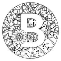 Buchstabe b mit Mehndi-Blume. dekoratives Ornament im ethnischen Orientalen vektor