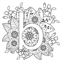 Buchstabe b mit Mehndi-Blume. dekoratives Ornament im ethnischen Orientalen vektor