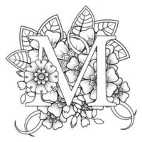 Buchstabe m mit Mehndi-Blume. dekoratives Ornament im ethnischen Orientalen vektor