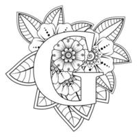 Buchstabe g mit Mehndi-Blume. dekoratives Ornament im ethnischen Orientalen vektor