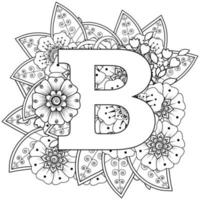 Buchstabe b mit Mehndi-Blume. dekoratives Ornament im ethnischen Orientalen vektor